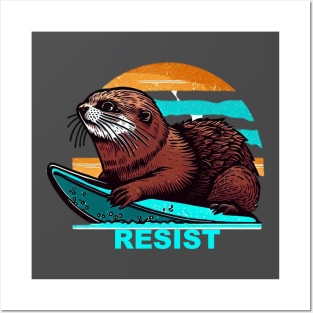 surfing otter 841 RESIST Posters and Art